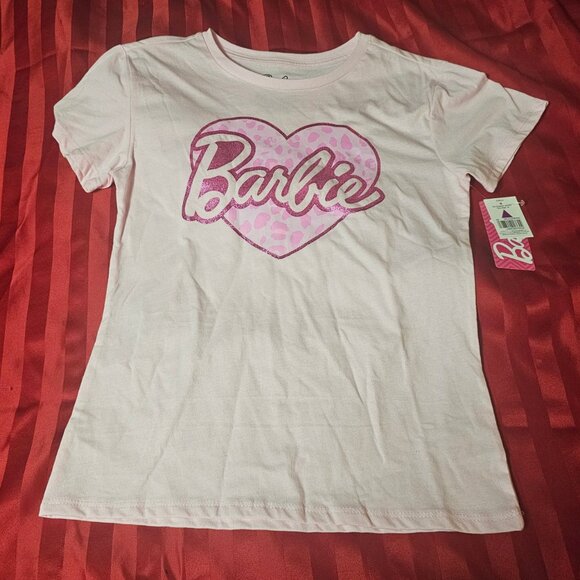 NWT Girls Youth Barbie Heart Pink T-Shirt Size 14 - Picture 1 of 7